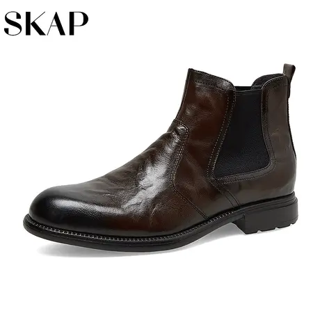 SKAP圣伽步冬季商场同款商务切尔西靴男短靴A3M04DD2图片